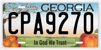 GA license plate CPA9270