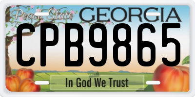 GA license plate CPB9865