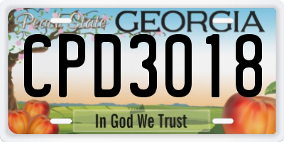 GA license plate CPD3018