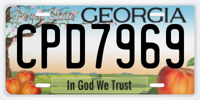 GA license plate CPD7969