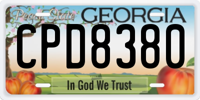 GA license plate CPD8380