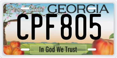 GA license plate CPF805