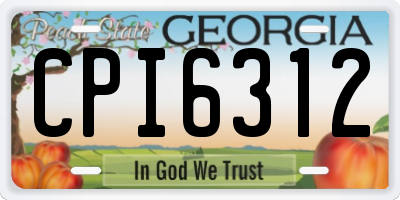 GA license plate CPI6312
