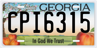 GA license plate CPI6315