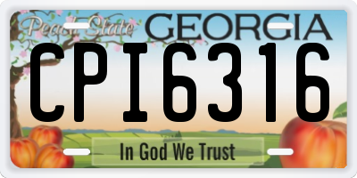 GA license plate CPI6316