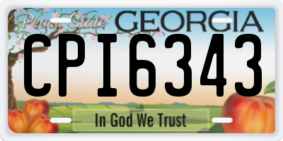 GA license plate CPI6343