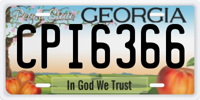GA license plate CPI6366