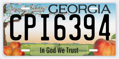 GA license plate CPI6394