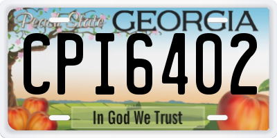 GA license plate CPI6402