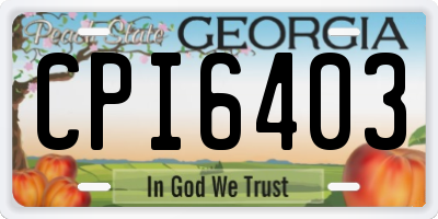 GA license plate CPI6403