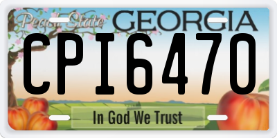 GA license plate CPI6470