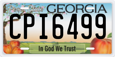 GA license plate CPI6499