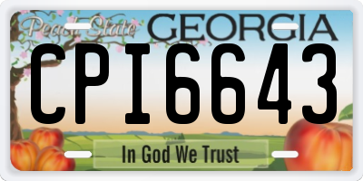 GA license plate CPI6643