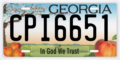 GA license plate CPI6651