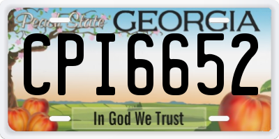 GA license plate CPI6652