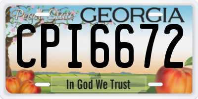 GA license plate CPI6672