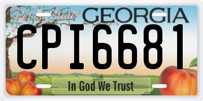 GA license plate CPI6681