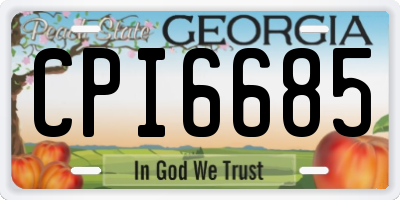 GA license plate CPI6685