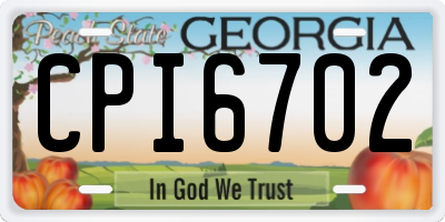 GA license plate CPI6702