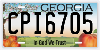 GA license plate CPI6705