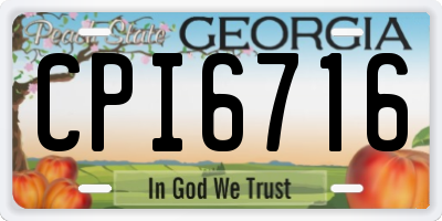 GA license plate CPI6716