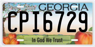 GA license plate CPI6729
