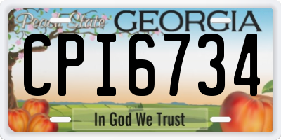GA license plate CPI6734