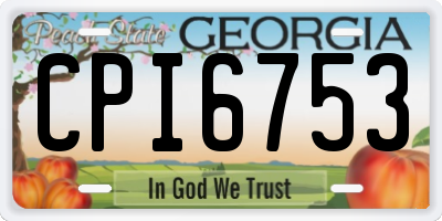 GA license plate CPI6753