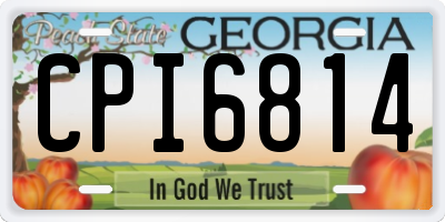 GA license plate CPI6814