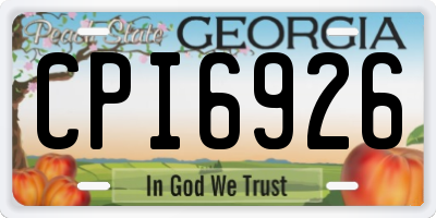 GA license plate CPI6926