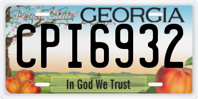 GA license plate CPI6932