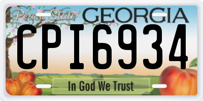 GA license plate CPI6934