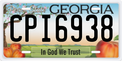GA license plate CPI6938