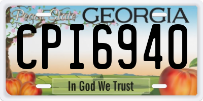 GA license plate CPI6940