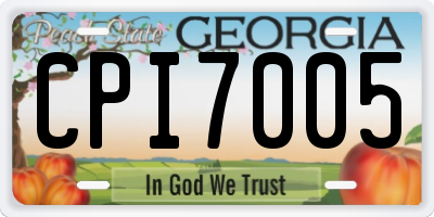 GA license plate CPI7005