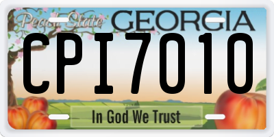 GA license plate CPI7010