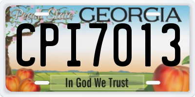 GA license plate CPI7013