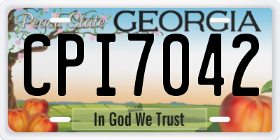 GA license plate CPI7042