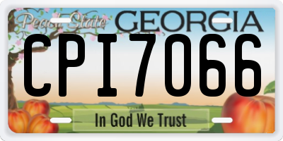 GA license plate CPI7066