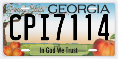 GA license plate CPI7114