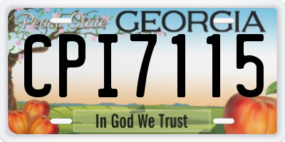 GA license plate CPI7115