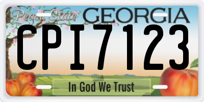 GA license plate CPI7123
