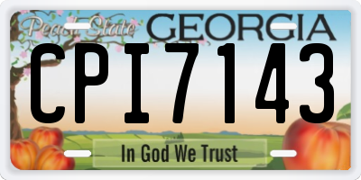 GA license plate CPI7143