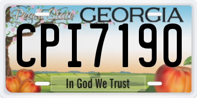GA license plate CPI7190