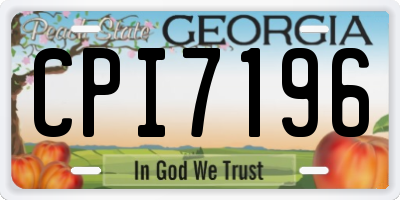 GA license plate CPI7196