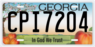 GA license plate CPI7204