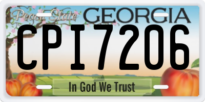 GA license plate CPI7206
