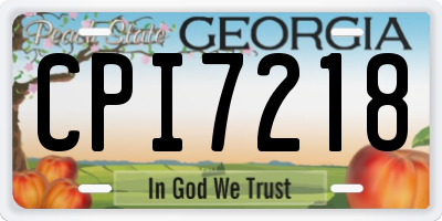 GA license plate CPI7218