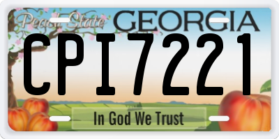GA license plate CPI7221