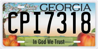 GA license plate CPI7318